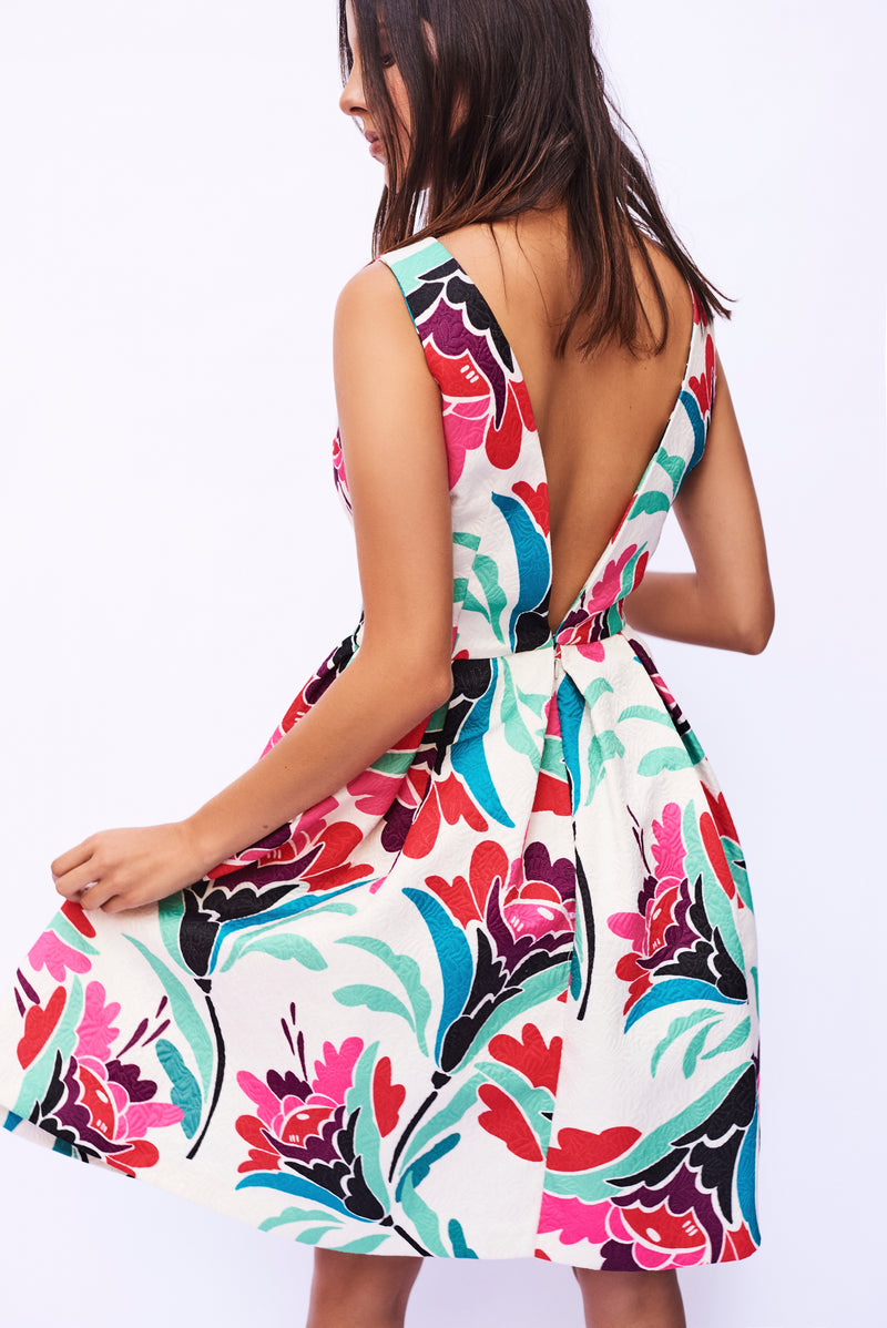 Vestido corto con print floral